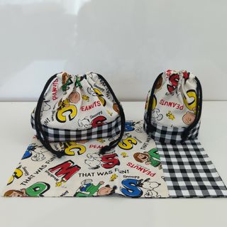 SNOOPY - スヌーピー･アルファベット お弁当袋、コップ袋、ランチマット ハンドメイド