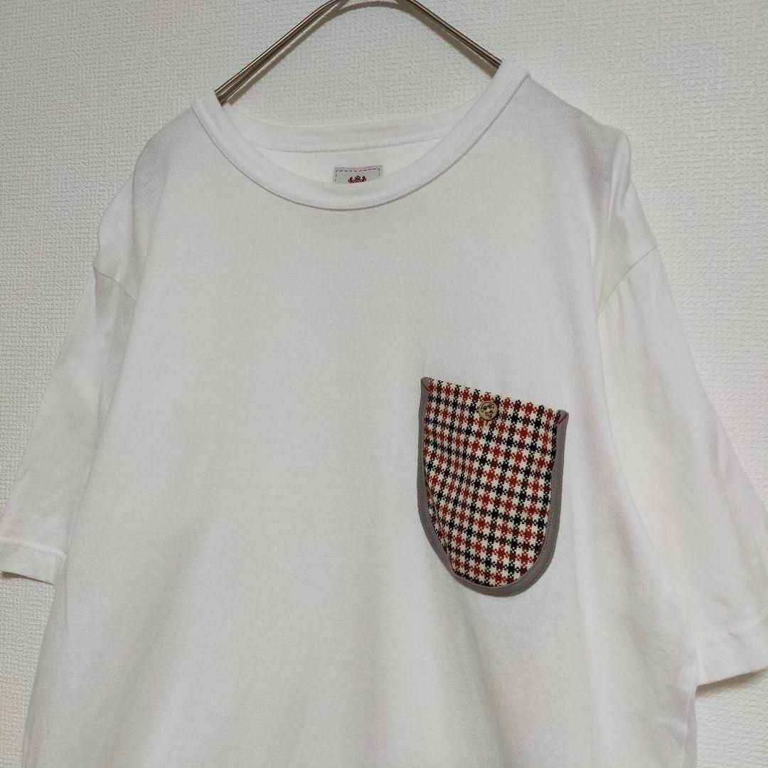 Mitsumine(ミツミネ)のミツミネ 胸ポケット チェック 白 Tシャツ L メンズ レディース シンプル メンズのトップス(Tシャツ/カットソー(半袖/袖なし))の商品写真