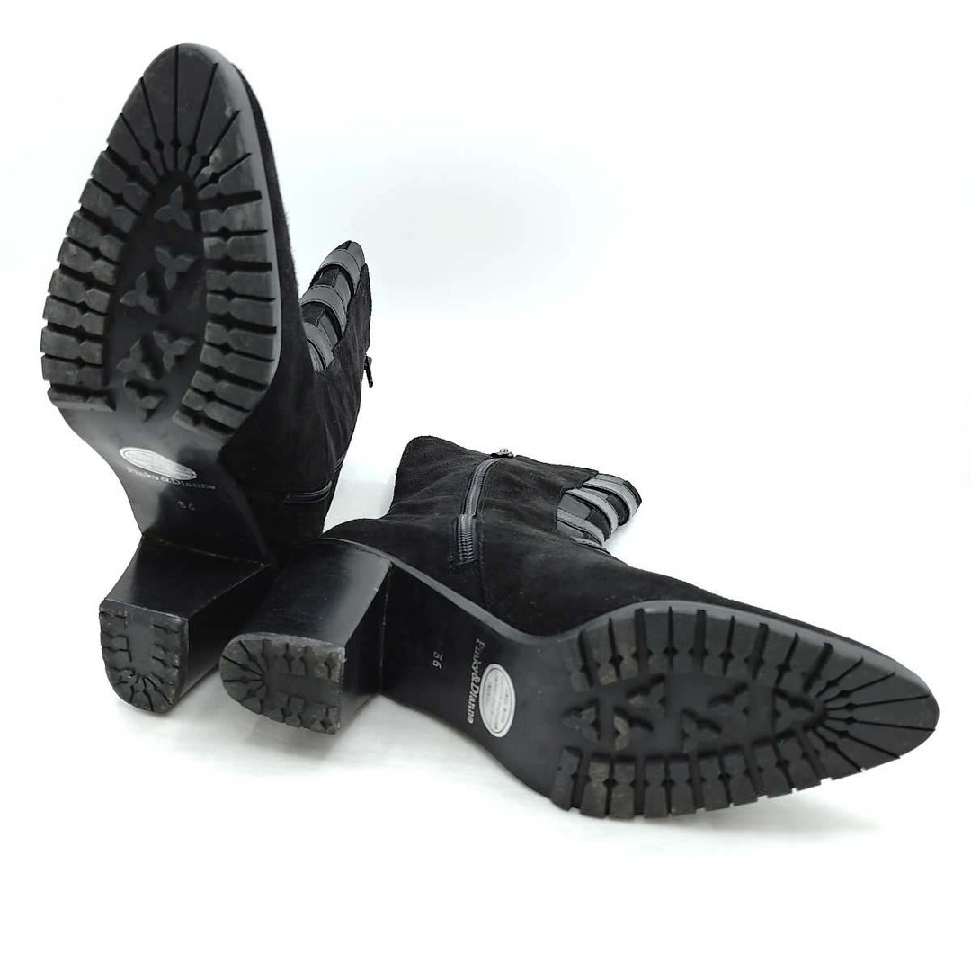 ピンキーアンドダイアン サイドジップ スエード ショートブーツ PINKY & DIANNE 36 ブラック レディース レディースの靴/シューズ(その他)の商品写真
