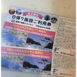 箱根ユネッサン　2枚（4名）　株主優待　箱根小涌園　下田海中水族館　藤田観光