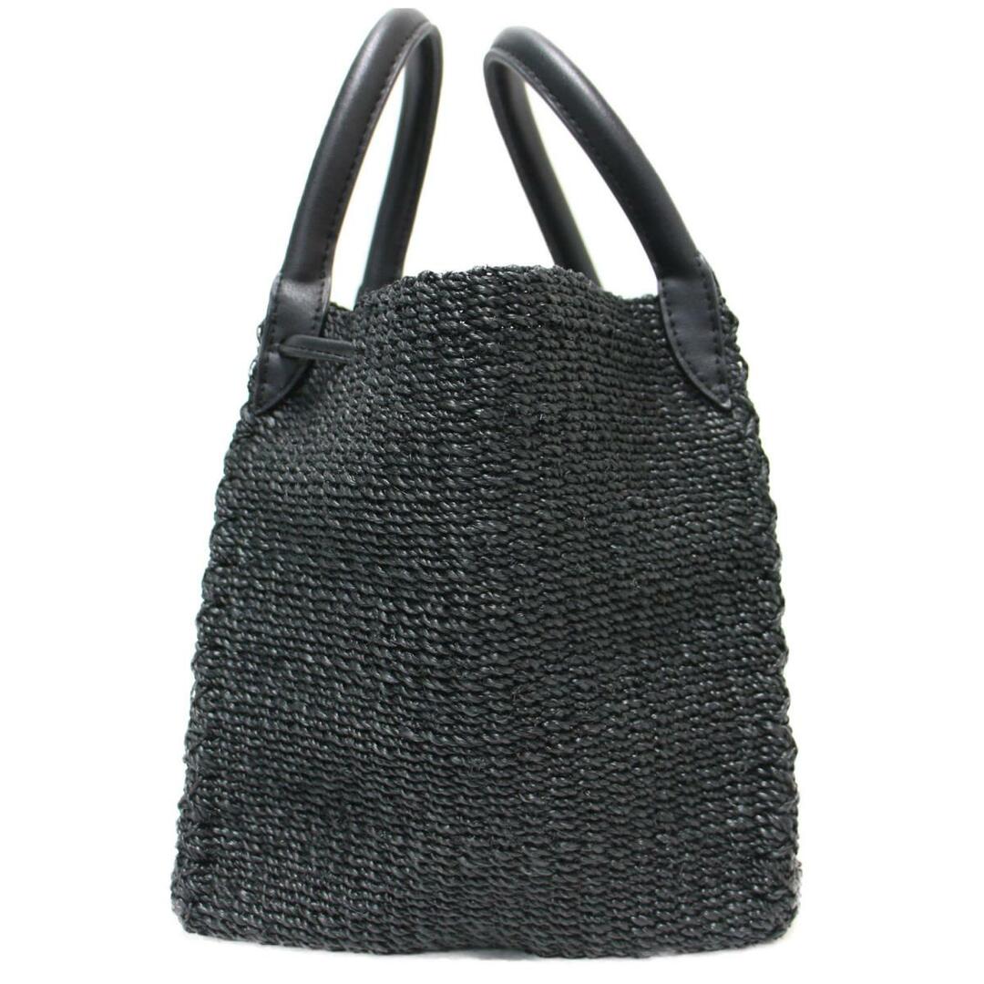 OUTERSUNSET アウターサンセット バッグ カゴ バスケット トート レザーハンドル abaca basket bag 21春夏 ブラック 黒 【レディース】【中古】【美品】【RL005】 レディースのバッグ(かごバッグ/ストローバッグ)の商品写真