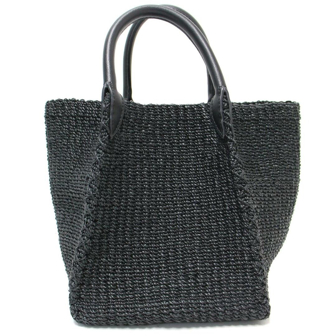 OUTERSUNSET アウターサンセット バッグ カゴ バスケット トート レザーハンドル abaca basket bag 21春夏 ブラック 黒 【レディース】【中古】【美品】【RL005】 レディースのバッグ(かごバッグ/ストローバッグ)の商品写真