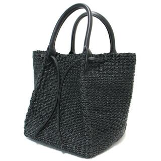 OUTERSUNSET アウターサンセット バッグ カゴ バスケット トート レザーハンドル abaca basket bag 21春夏 ブラック 黒 【レディース】【中古】【美品】【RL005】(かごバッグ/ストローバッグ)