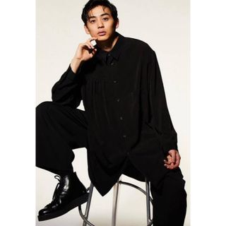 Yohji Yamamoto POUR HOMME - Yohji Yamamoto 20ss トリアセテート G-左ギャザーシャツ