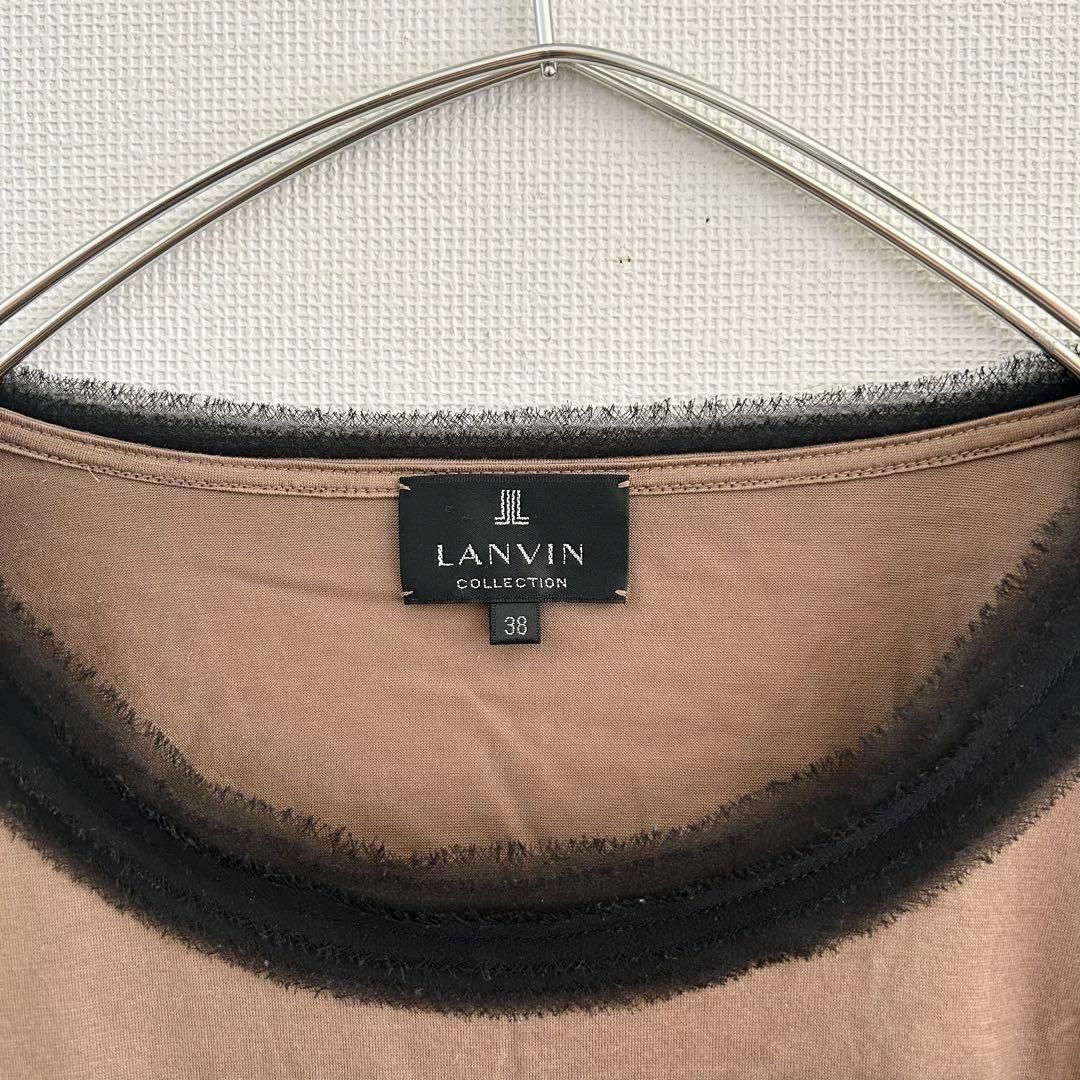 LANVIN COLLECTION(ランバンコレクション)のLANVINcollection カットソー チュール フリル ロゴ入り 38 レディースのトップス(Tシャツ(半袖/袖なし))の商品写真