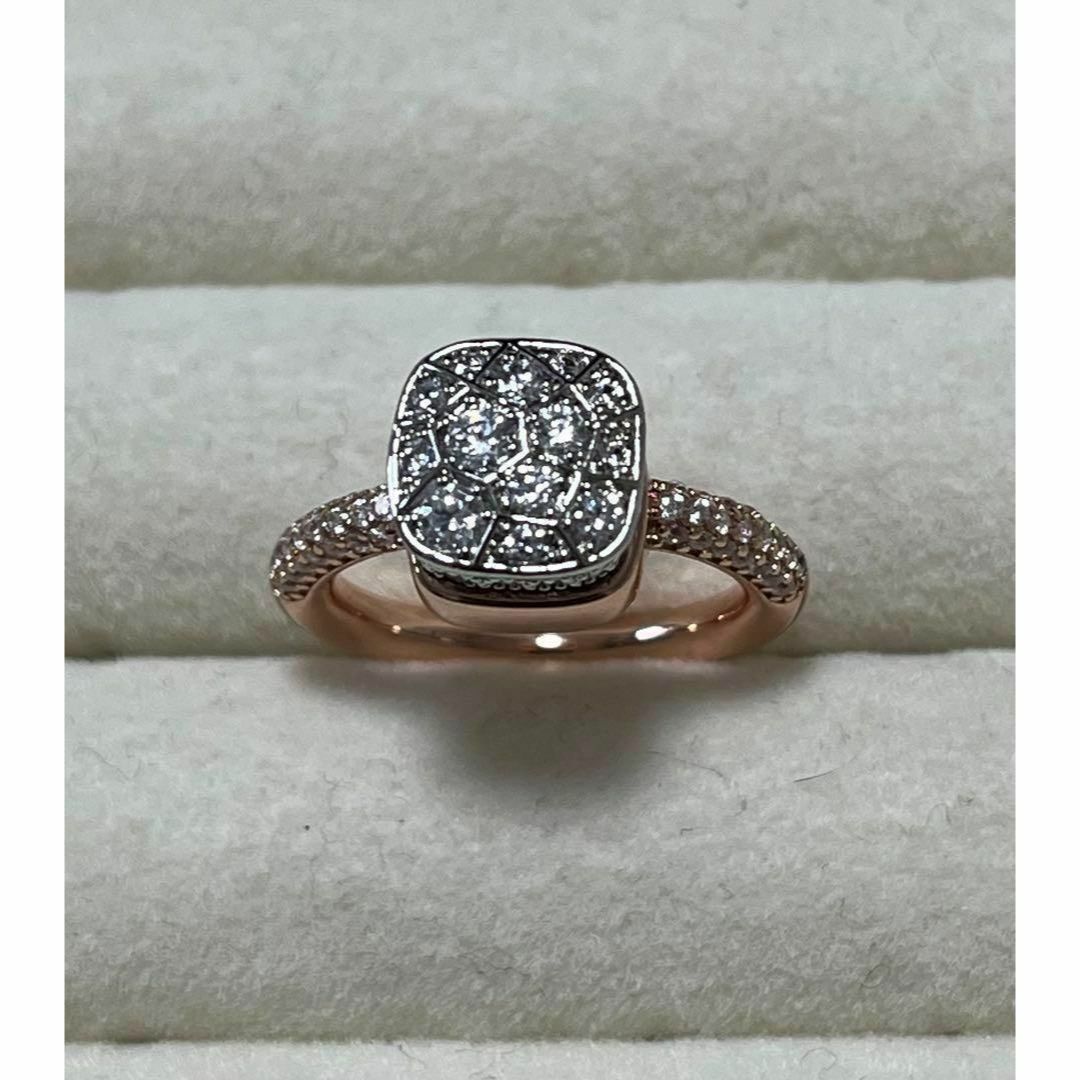 033シルバー×ピンクゴールドパヴェ仕様✕ポメラート風 宝石リング ジルコニア レディースのアクセサリー(リング(指輪))の商品写真