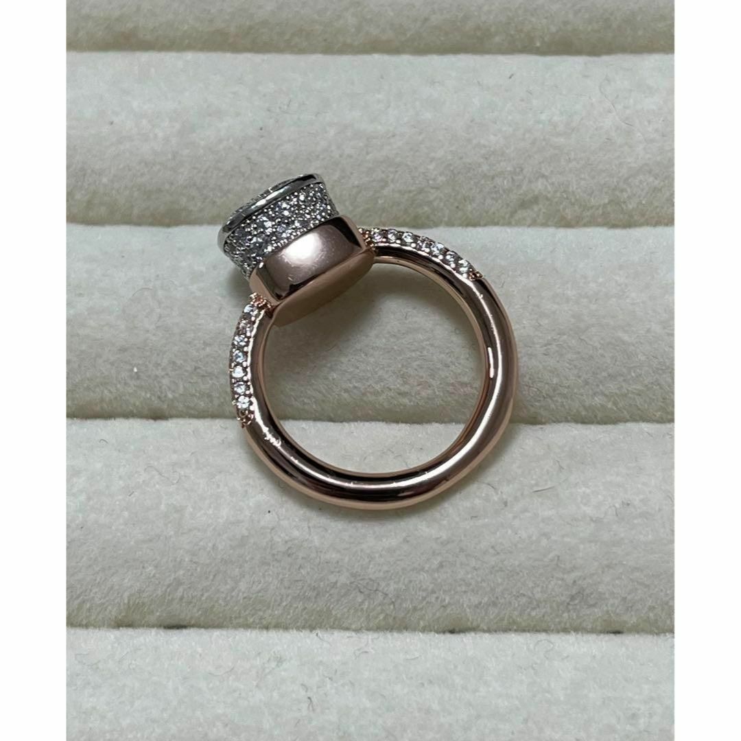 033シルバー×ピンクゴールドパヴェ仕様✕ポメラート風 宝石リング ジルコニア レディースのアクセサリー(リング(指輪))の商品写真