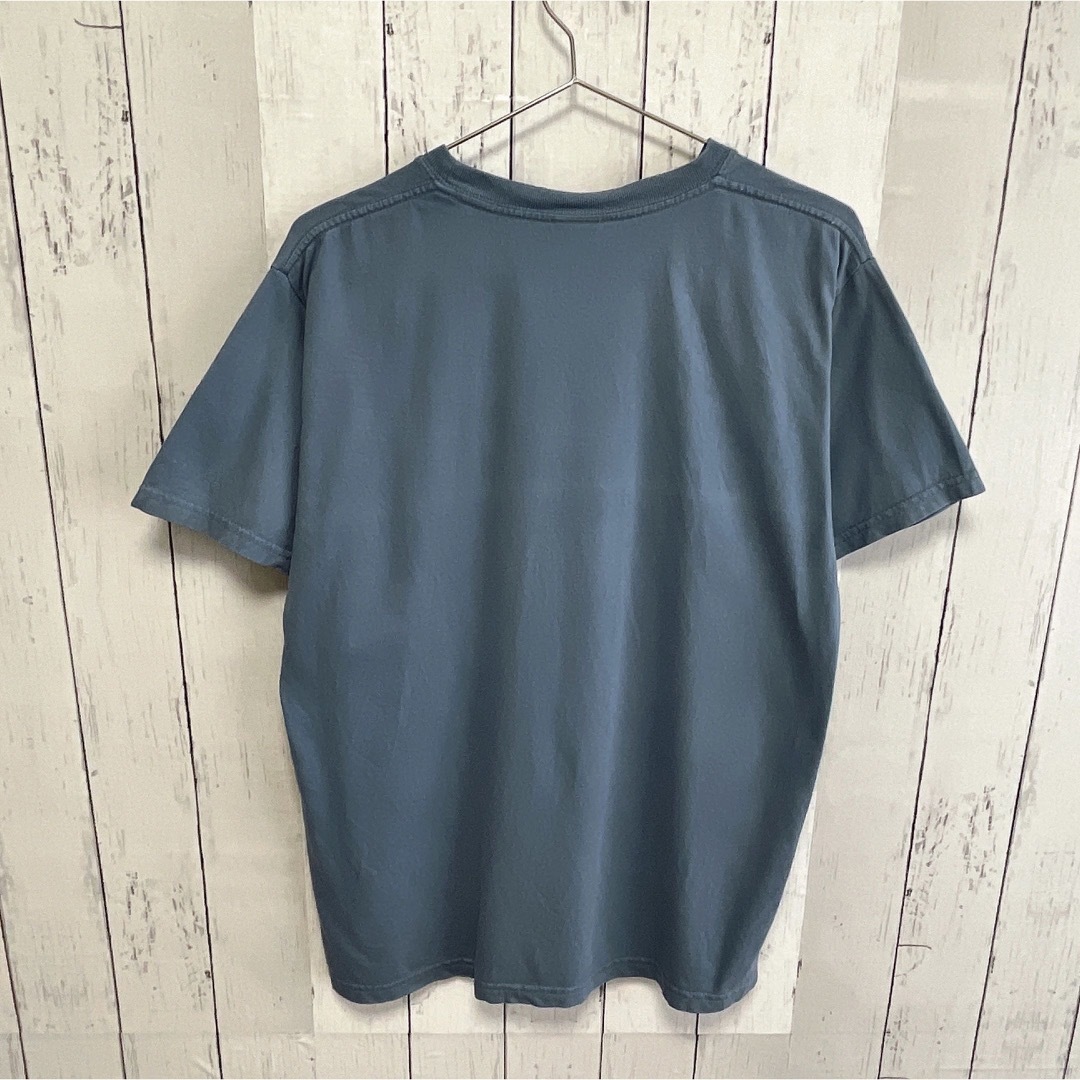 USA古着　Tシャツ　S　ダスティーブルー　カメ　ワンポイント　アニマル柄　刺繍 メンズのトップス(Tシャツ/カットソー(半袖/袖なし))の商品写真