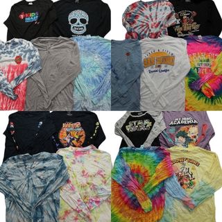 古着卸 まとめ売り 長袖Tシャツ 18枚セット (メンズ M /L ) カラーMIX  タイダイ ルーニー・テューンズ ヒロアカ ナルト タイダイ MS9635(Tシャツ/カットソー(七分/長袖))