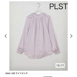 PLST - PLST 「ライトサテン2WAY ギャザーブラウス」ピンク