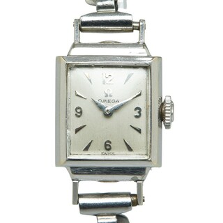 オメガ(OMEGA)のオメガ 腕時計 手巻き シルバー文字盤 K14WG ホワイトゴールド レディース OMEGA 【1-0147214】(腕時計)