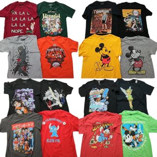 古着卸 まとめ売り キャラクター 半袖Tシャツ 16枚セット (メンズ S /M ) ディズニー ミッキードラゴンボール ナルト MS9870(その他)