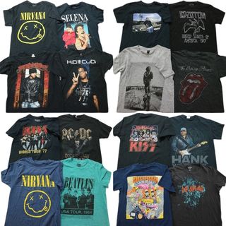 古着卸 まとめ売り 音楽・バンド 半袖Tシャツ 16枚セット (メンズ M ) キッス デフレパード ニルヴァーナ ローリングストーンズ MS9864(その他)