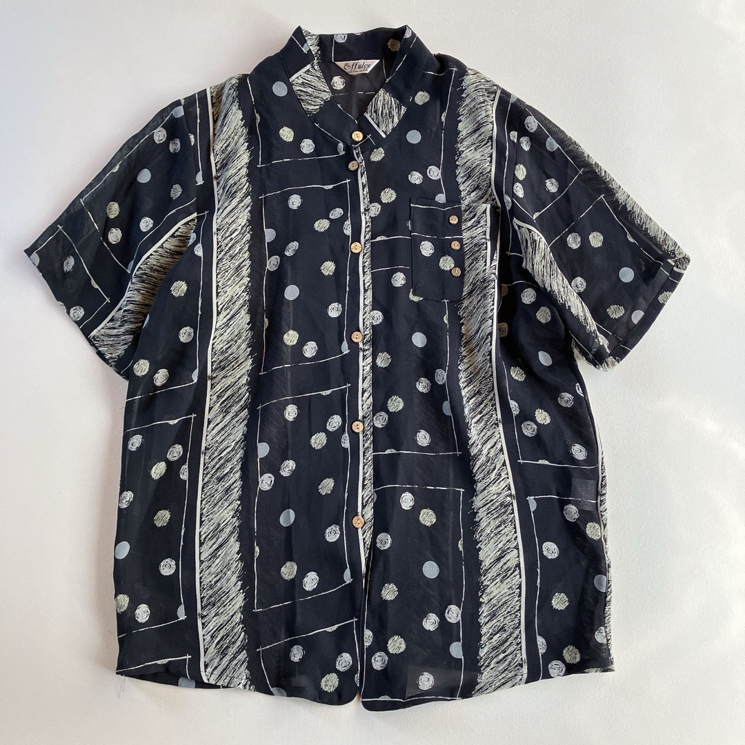 Santa Monica(サンタモニカ)のused レトロ ドット模様 シャツ ブラウス古着 ヴィンテージ vintage レディースのトップス(シャツ/ブラウス(半袖/袖なし))の商品写真