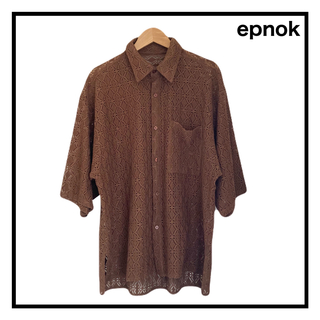 epnok　エプノック　シアーシャツ　透け感　ブラウン　メンズ　薄手　半袖　