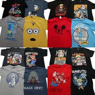 古着卸 まとめ売り キャラクター 半袖Tシャツ 16枚セット (メンズ Ｍ ) ナルト　ドラゴンボール　マリオ MS9911(その他)