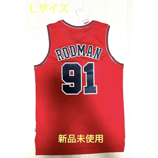 【NBA】ブルズ激レア人気デニスロッドマンゲームシャツ赤 NBAファイナルズ L(バスケットボール)