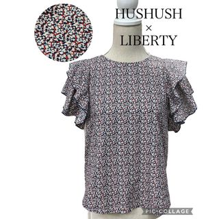 HusHush - ハッシュアッシュ リバティ ペッパー 柄　フリルスリーブ　ラッフル　M