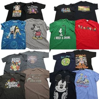 古着卸 まとめ売り キャラクター 半袖Tシャツ 16枚セット (メンズ L ) ナルト　ミッキー　マリオ MS9921(その他)