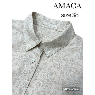 アマカ(AMACA)のAMACAアマカ　リバティ　カペル　七分袖ブラウス　38(シャツ/ブラウス(長袖/七分))