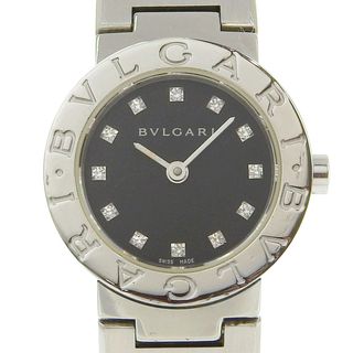 ブルガリ(BVLGARI)の【BVLGARI】ブルガリ ブルガリブルガリ 12Pダイヤ BB23SS ステンレススチール×ダイヤモンド クオーツ アナログ表示 レディース 黒文字盤 腕時計(腕時計)