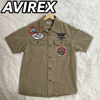 AVIREX - AVIREX　メンズ半袖ミリタリーシャツ　XL　パッチワーク　空軍　ベージュ