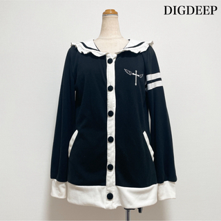 DIGDEEP セーラー襟刺繍スウェット 黒 ゴス 地雷系 サブカル(トレーナー/スウェット)