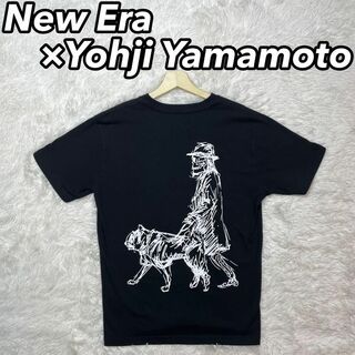 ヨウジヤマモト×ニューエラ　半袖コラボTシャツ　ドッグプリント　反転刺繍ロゴ