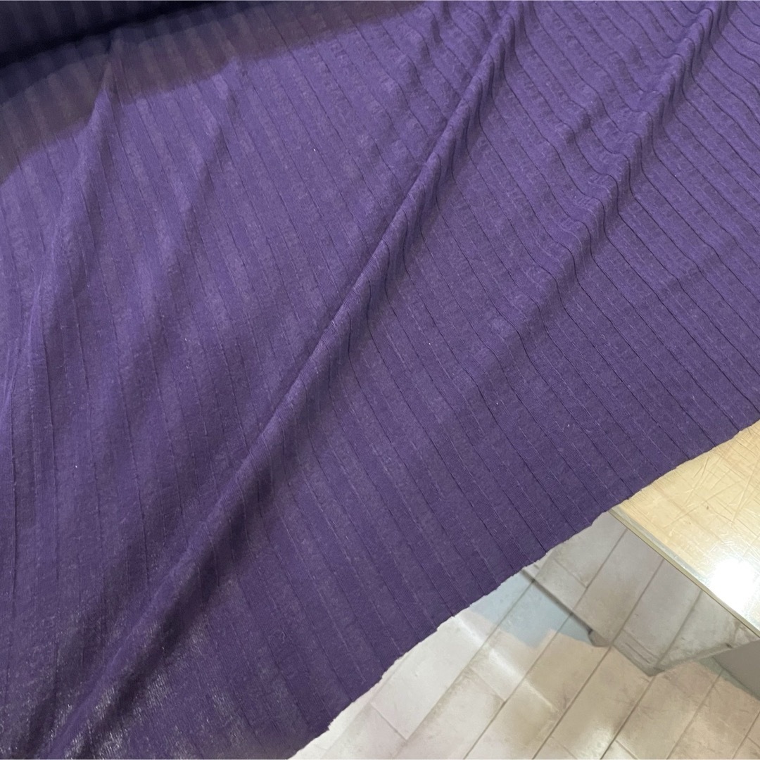 2WAY高伸縮リブニット パープル 110cm巾×1m ハンドメイドの素材/材料(生地/糸)の商品写真
