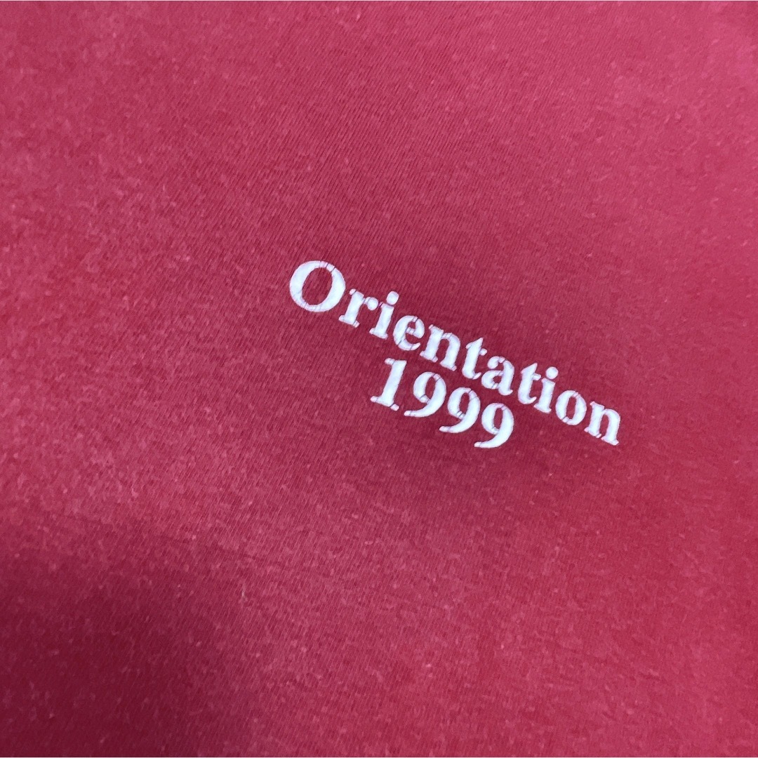 Hanes(ヘインズ)のHanes　90s　Tシャツ　L　レッド　赤　スクールロゴ　プリント　USA古着 メンズのトップス(Tシャツ/カットソー(半袖/袖なし))の商品写真