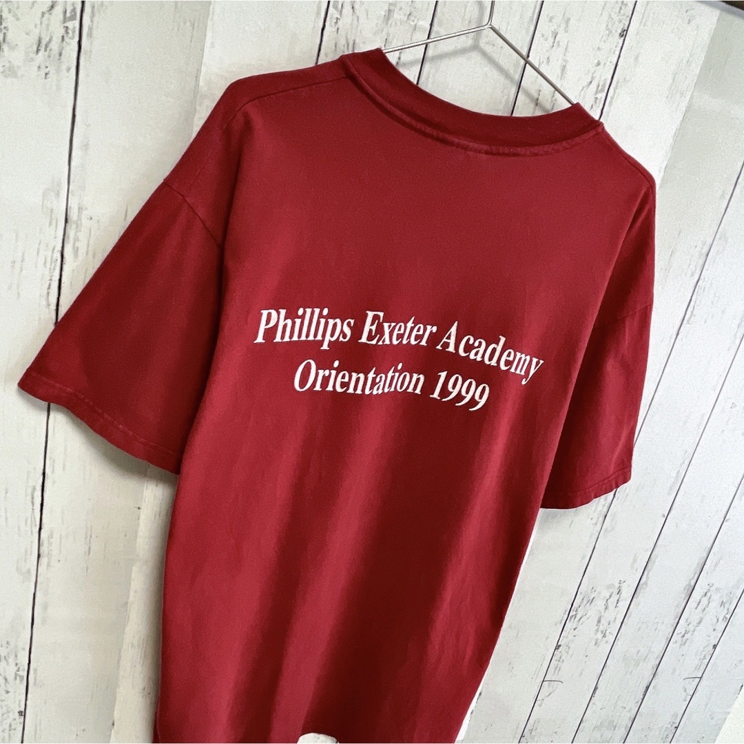 Hanes(ヘインズ)のHanes　90s　Tシャツ　L　レッド　赤　スクールロゴ　プリント　USA古着 メンズのトップス(Tシャツ/カットソー(半袖/袖なし))の商品写真