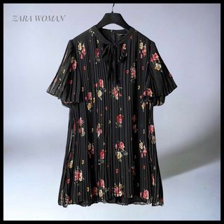 キョウワザラシメンシャ(KYO WAZARASHI MENSYA)の【ZARA WOMAN】 前後2way 総プリーツフラワープリントオールインワン(オールインワン)