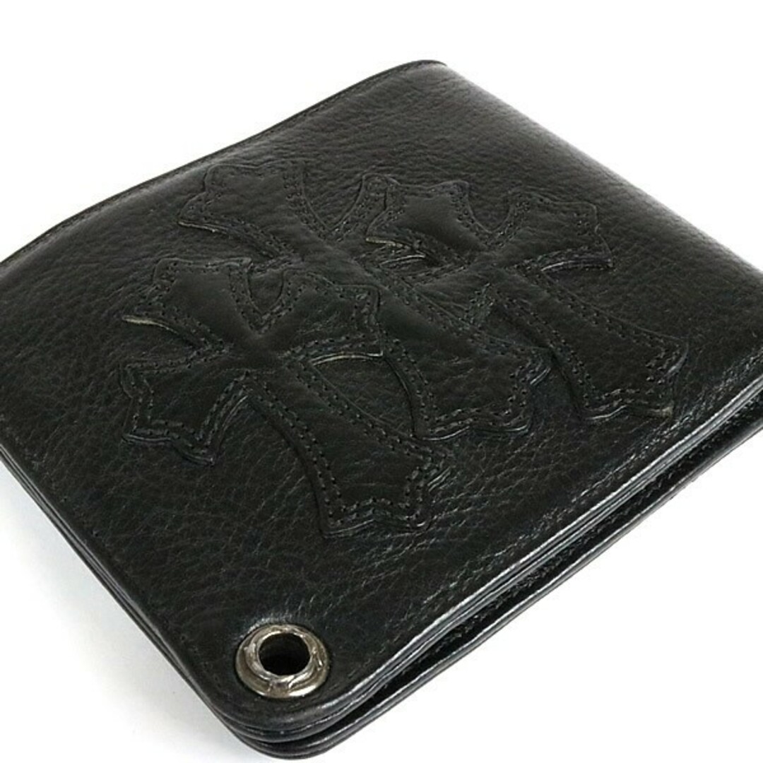 Chrome Hearts(クロムハーツ)のCHROME HEARTS 銀座店 クロムハーツ 美品 1スナップ ウォレット 3セメタリークロスパッチ 二つ折り財布 レザー SV925 黒 95044 メンズのファッション小物(折り財布)の商品写真