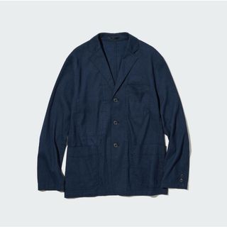 ユニクロ(UNIQLO)の新品未使用 ユニクロ リネンブレンドジャケット ブルー Lサイズ(その他)