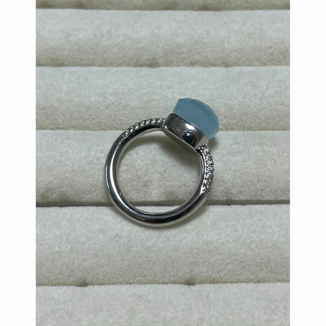 004ミルキーブルーキャンディーリング　指輪　ストーン ポメラート風ヌードリング レディースのアクセサリー(リング(指輪))の商品写真
