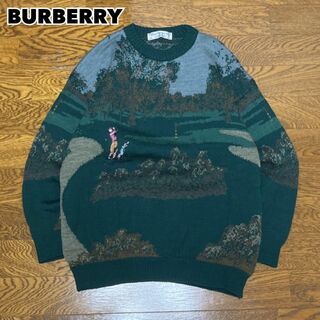 BURBERRY - 90s 英国製 BURBERRY バーバリー セーター ニット ゴルフ 総柄
