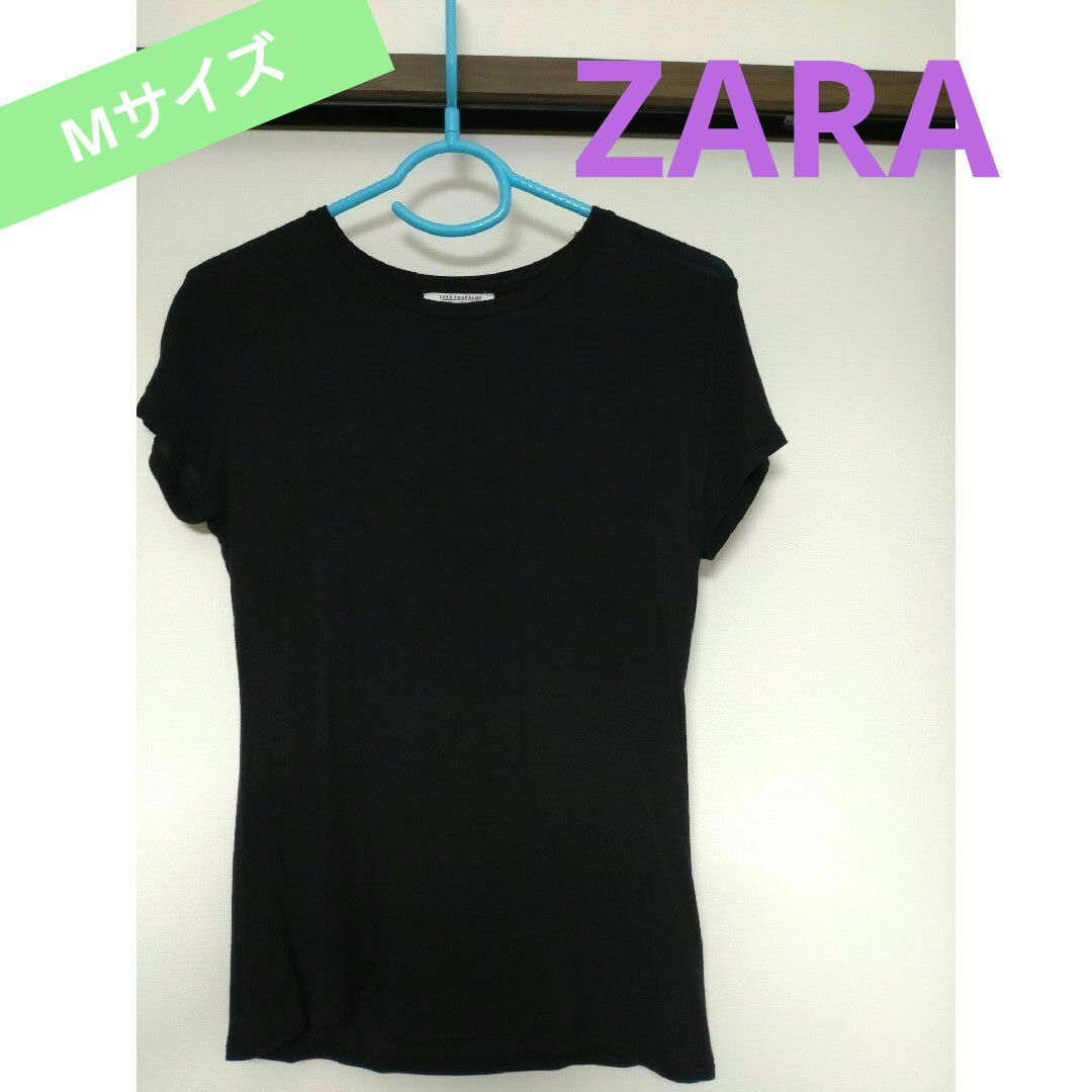 ZARA(ザラ)のZARAカットソー黒 レディースのトップス(カットソー(半袖/袖なし))の商品写真