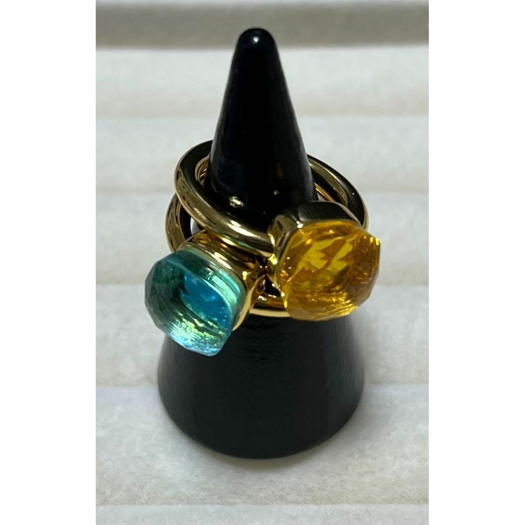 025桜色×ゴールドキャンディーリング指輪ストーン ポメラート風ヌードリング レディースのアクセサリー(リング(指輪))の商品写真