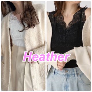 ヘザー(heather)の【新品】Heather★2WAY レースタンクトップ★黒★白★リエンダ＊エイミー(タンクトップ)