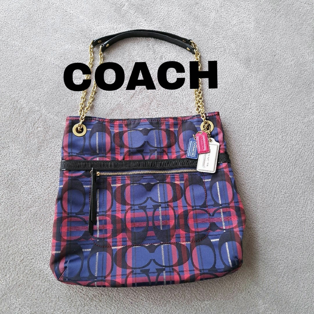 COACH(コーチ)のCOACH　ショルダーバック　バンドバック　シグネチャー　チェック柄　ポピー レディースのバッグ(ショルダーバッグ)の商品写真