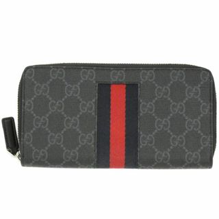 グッチ(Gucci)のグッチ 財布 408831 GUCCI GGスプリーム シェリーライン ラウンドファスナー 長財布 ブラック T-YJ05643(長財布)