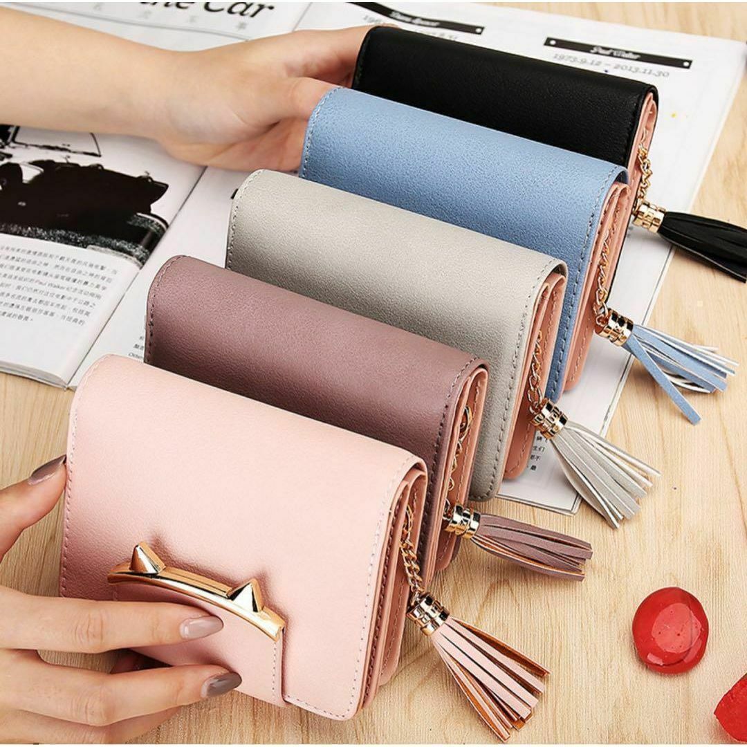 猫耳デザイン　二つ折財布　可愛い　おしゃれ　ネコ　ピンク レディースのファッション小物(財布)の商品写真