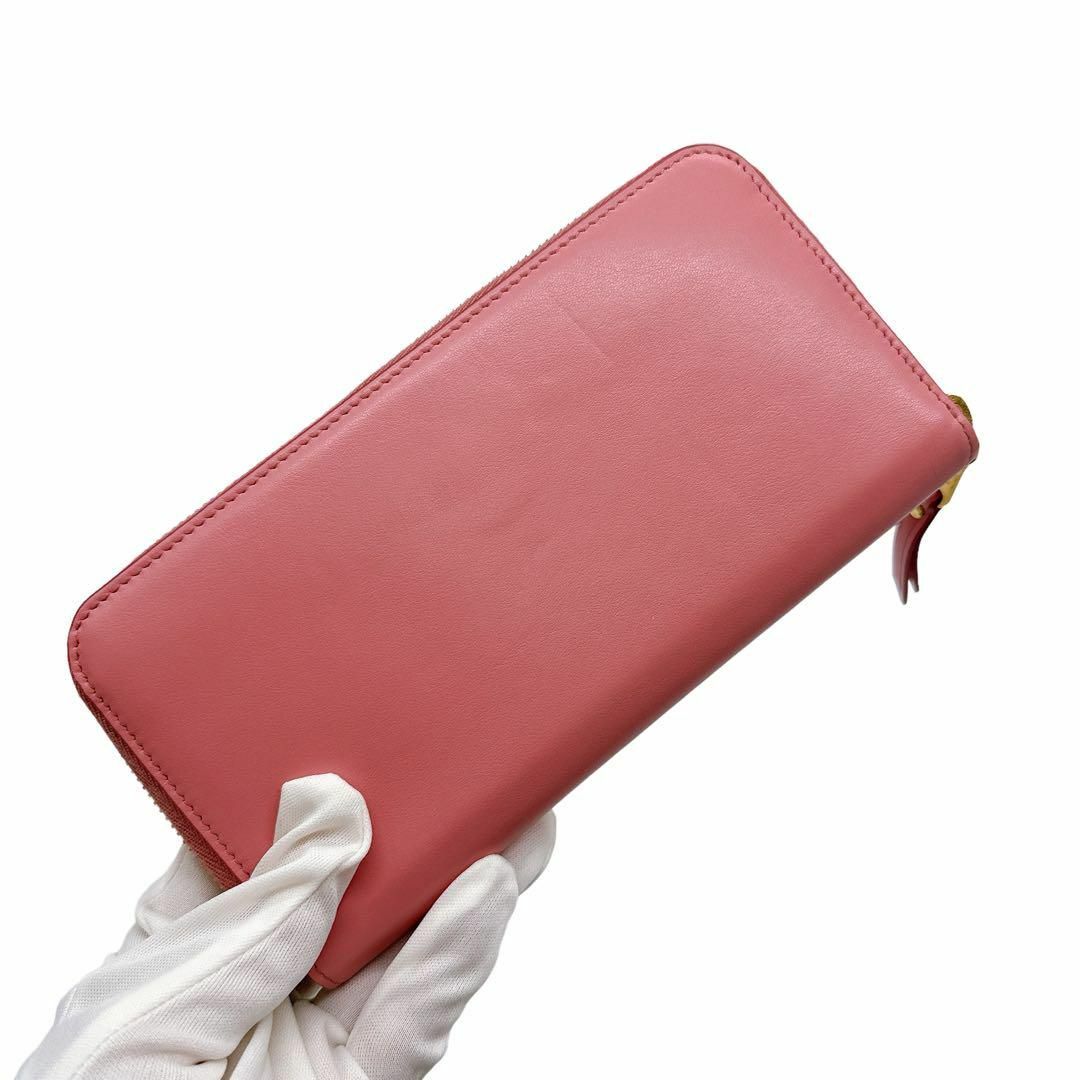 miumiu(ミュウミュウ)のミュウミュウ リボン 長財布 ソフトカーフ フィオッコ ペタロ グラニート 美品 レディースのファッション小物(財布)の商品写真