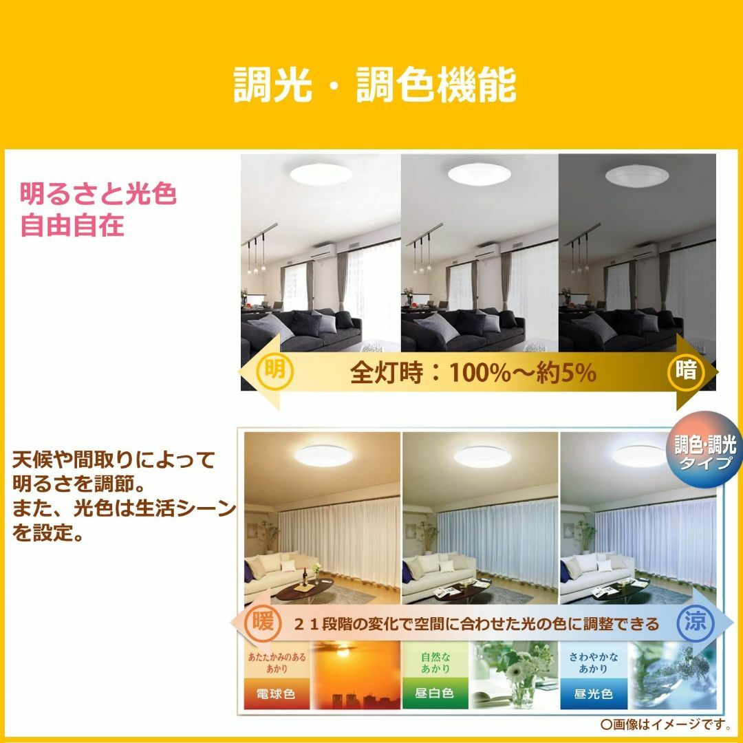 【色: 調光・ワイド調色】東芝TOSHIBA LEDシーリングライト 調光・ワイ インテリア/住まい/日用品のライト/照明/LED(その他)の商品写真