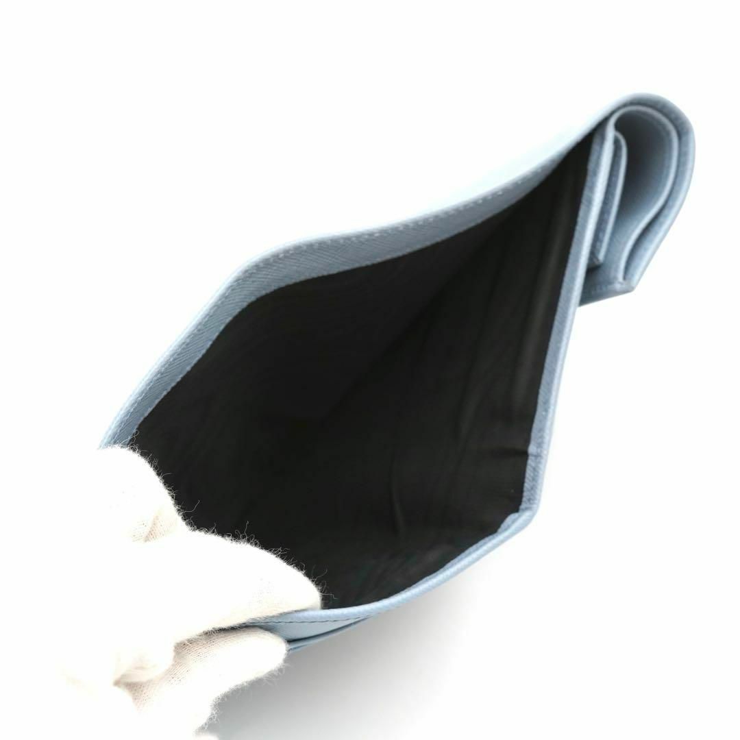 PRADA(プラダ)の新品未使用✨希少　PRADA ミニ財布　サフィアーノ　三角プレート　水色　ブルー レディースのファッション小物(財布)の商品写真