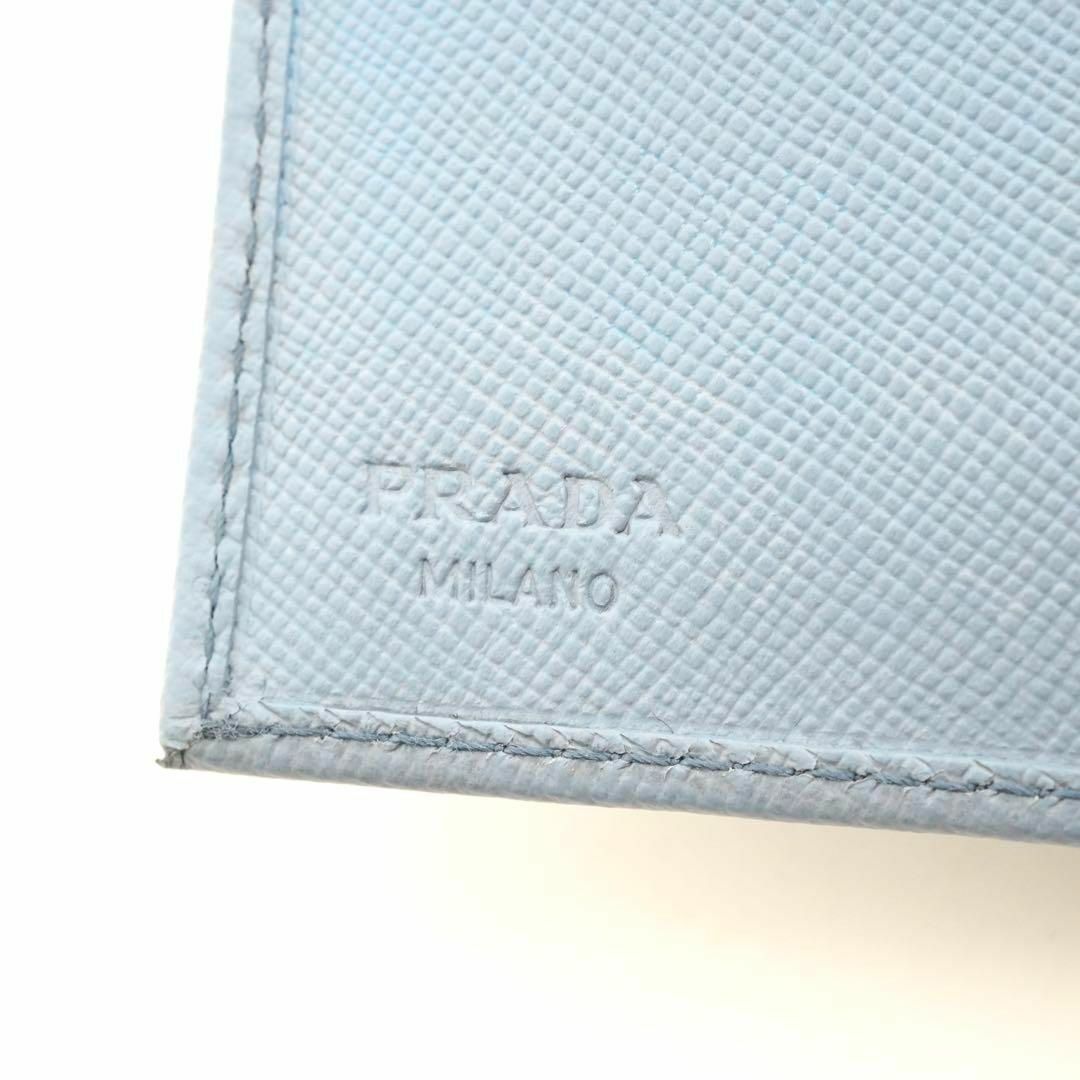 PRADA(プラダ)の新品未使用✨希少　PRADA ミニ財布　サフィアーノ　三角プレート　水色　ブルー レディースのファッション小物(財布)の商品写真