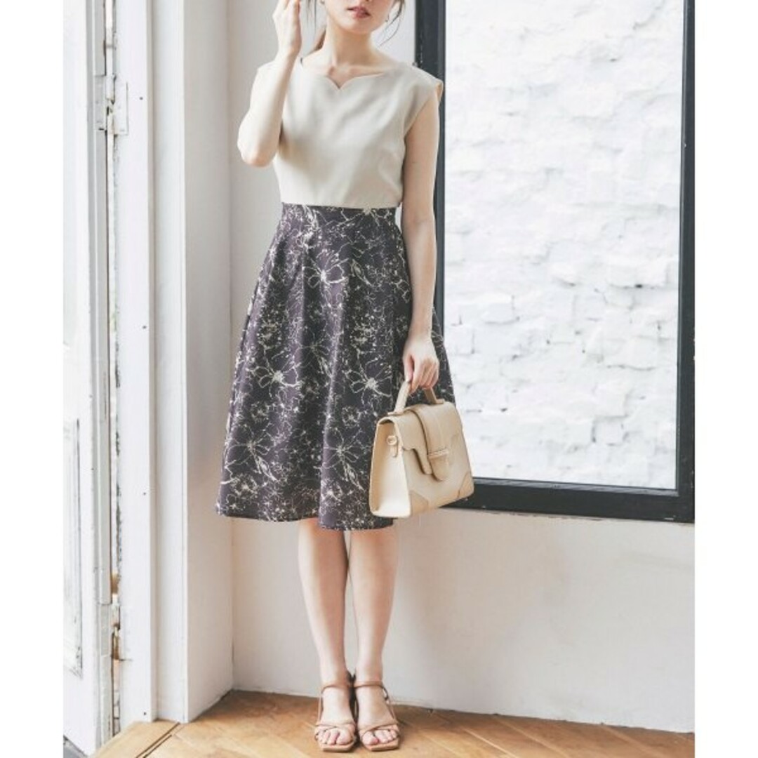 TOCCO closet(トッコクローゼット)の《tocco closet》ハートネックラインフラワードッキングワンピ レディースのワンピース(ひざ丈ワンピース)の商品写真