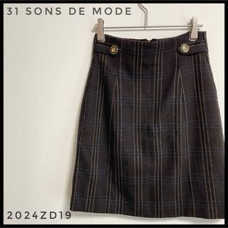 31 Sons de mode - 31 sons de mode  レトロ風　ひざ丈スカート　グレンチェック