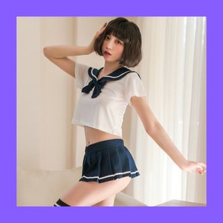 コスプレ レディース セーラー服 セクシー 青 フリーサイズ(衣装)