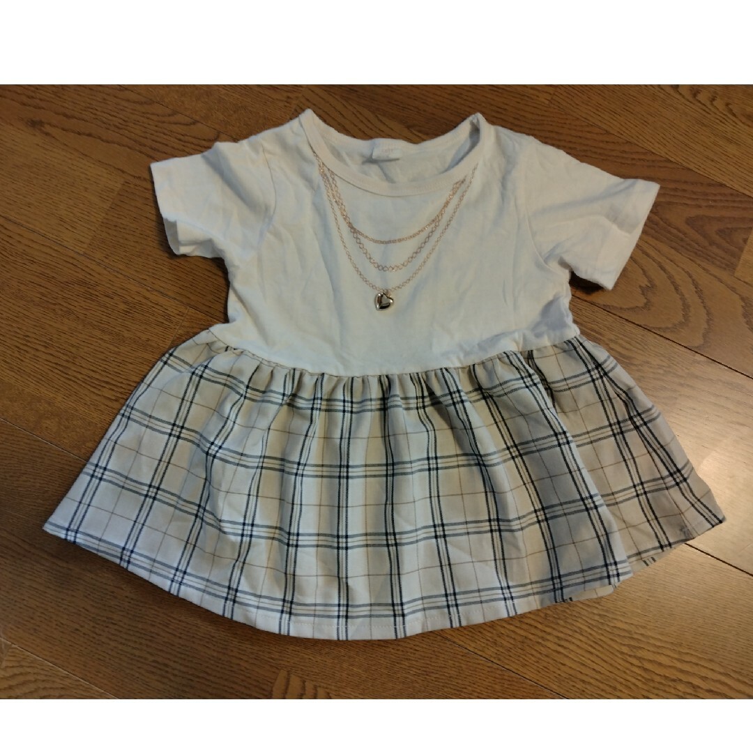 しまむら(シマムラ)のハート チャーム付き チェック セットアップ 110 キッズ/ベビー/マタニティのキッズ服女の子用(90cm~)(その他)の商品写真